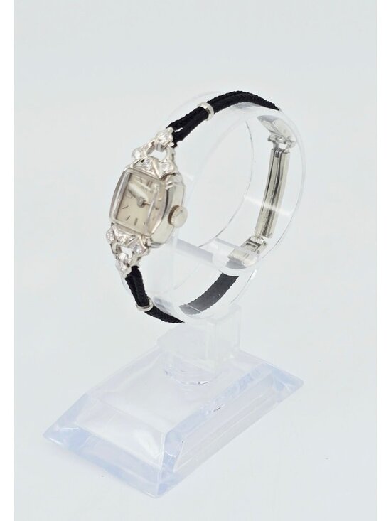 Vintage Glycine 14K White Gold Diamond Ladies Cocktail Watch 17J Swiss main image 7